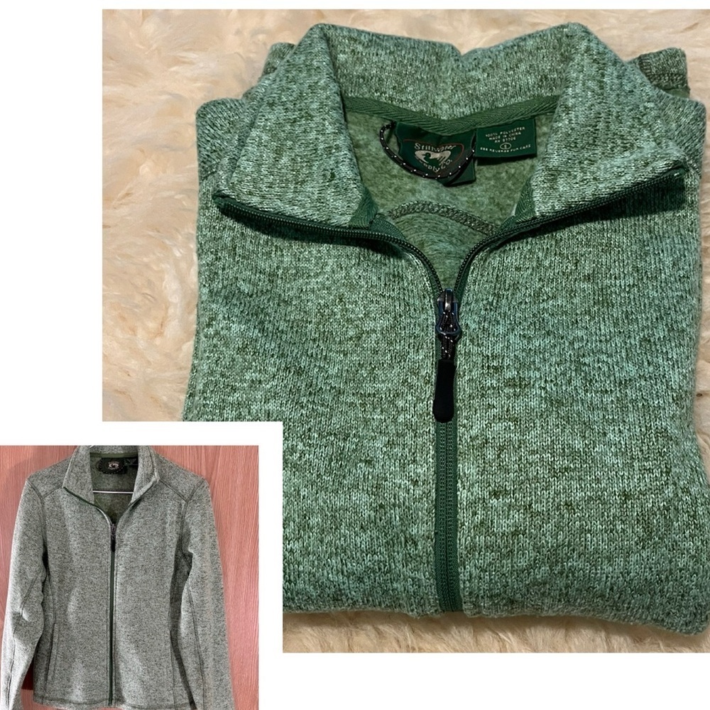 Lime Green Fleece Knit Sweater Cardigan Jacket